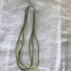 17 in with 1 1/2 extender Green leather Necklace